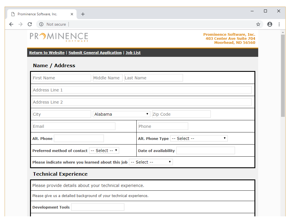 Workforce General Online Application Form